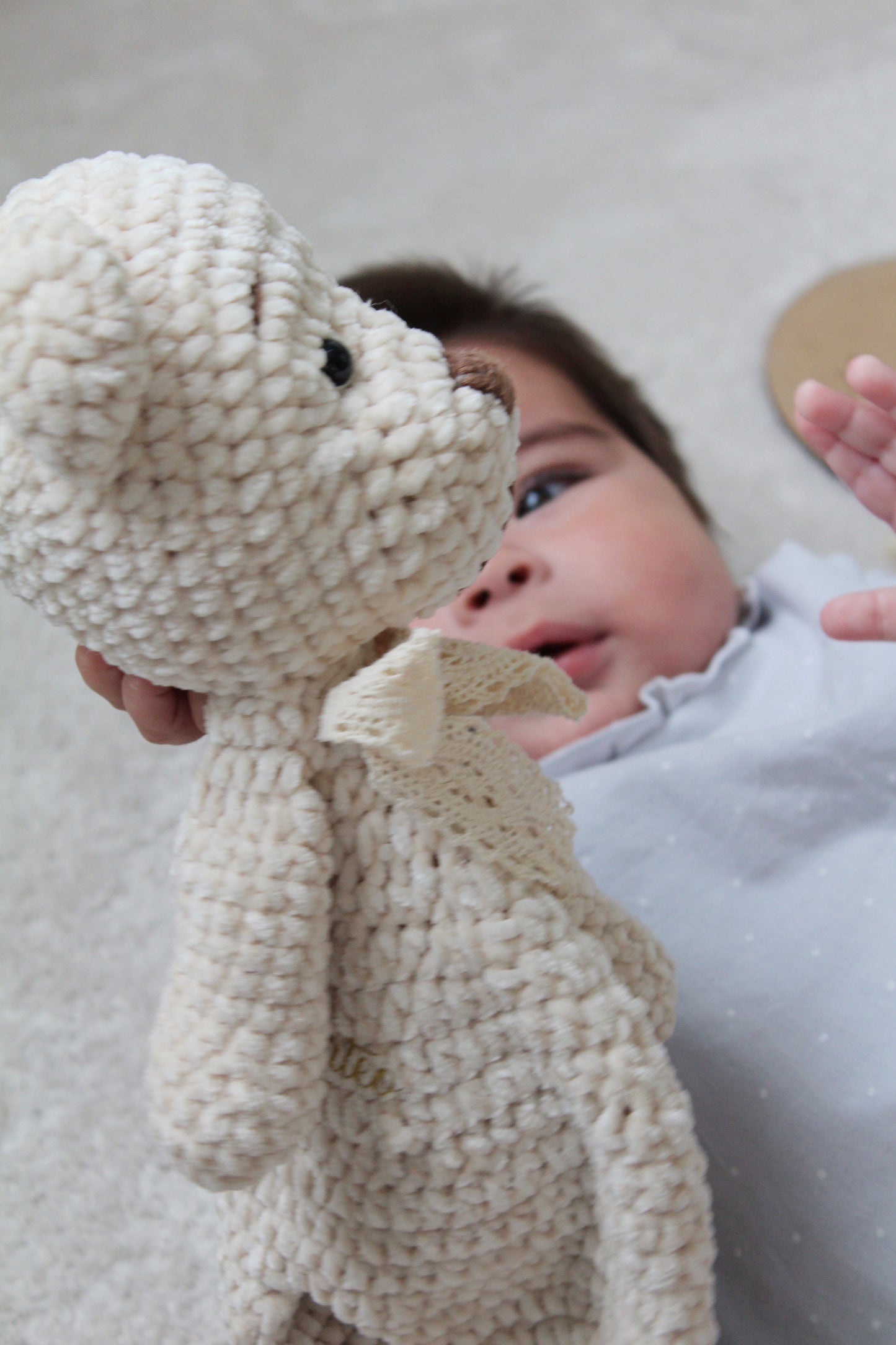 Theo — Handmade Crochet Bear Lovey for Baby