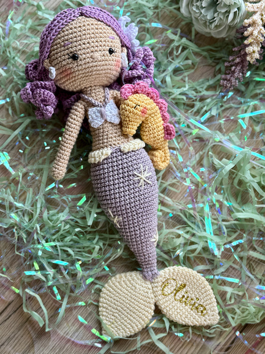 Muñeca sirena artesanal personalizada, edición exclusiva Fehu Panda