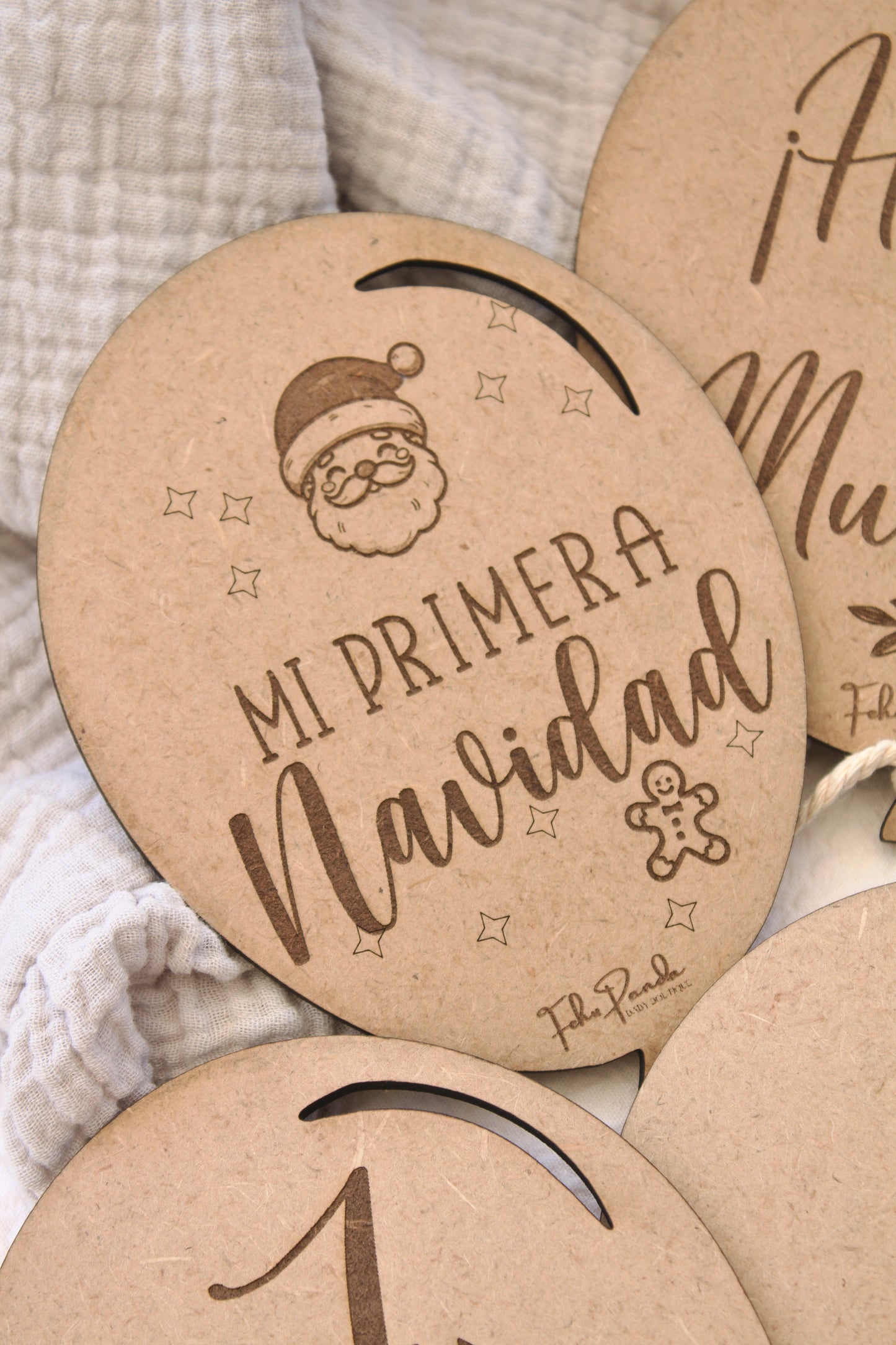 Set de 8 placas de madera en forma de globo para bebé, grabadas por ambas caras