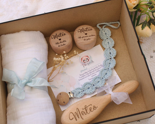 Cepillo de cerdas naturales grabado con nombre del bebé