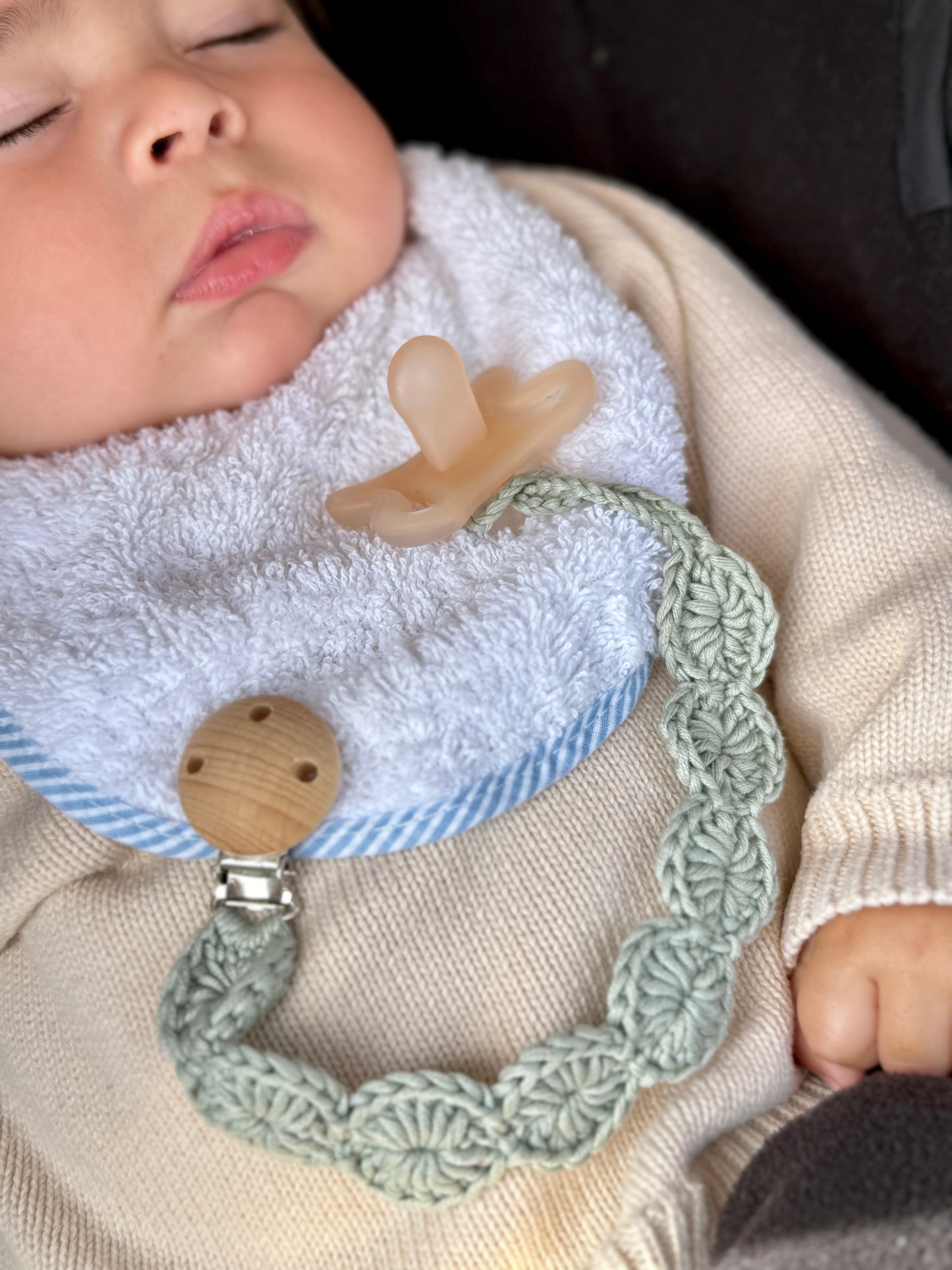 Handmade Crochet Pacifier Clip — Egyptian Cotton for Baby