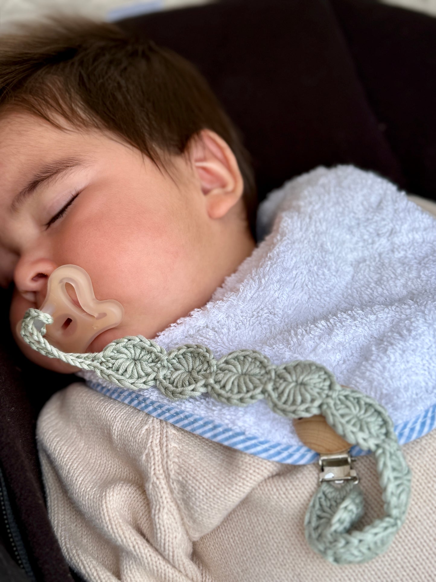Handmade Crochet Pacifier Clip — Egyptian Cotton for Baby